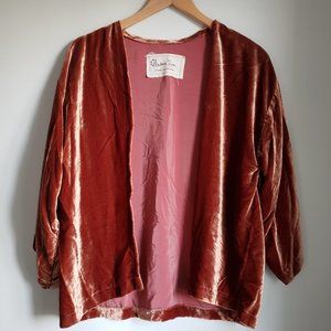 Velvet Kimono Jacket in Dusty Rose One Size